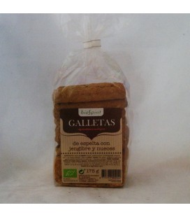 Galletas de espelta con jengibre y nuez ecológ., 175 gr.