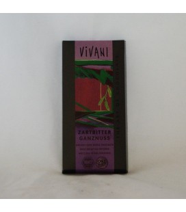 Chocolate negro con avellanas enteras ecológ, 100 gr.