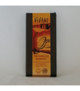 Chocolate con leche y almendras ecológ, 100 gr.