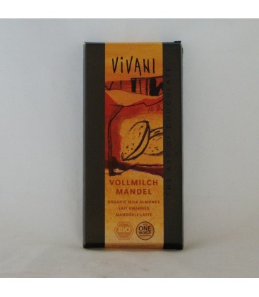 Chocolate con leche y almendras ecológ, 100 gr.